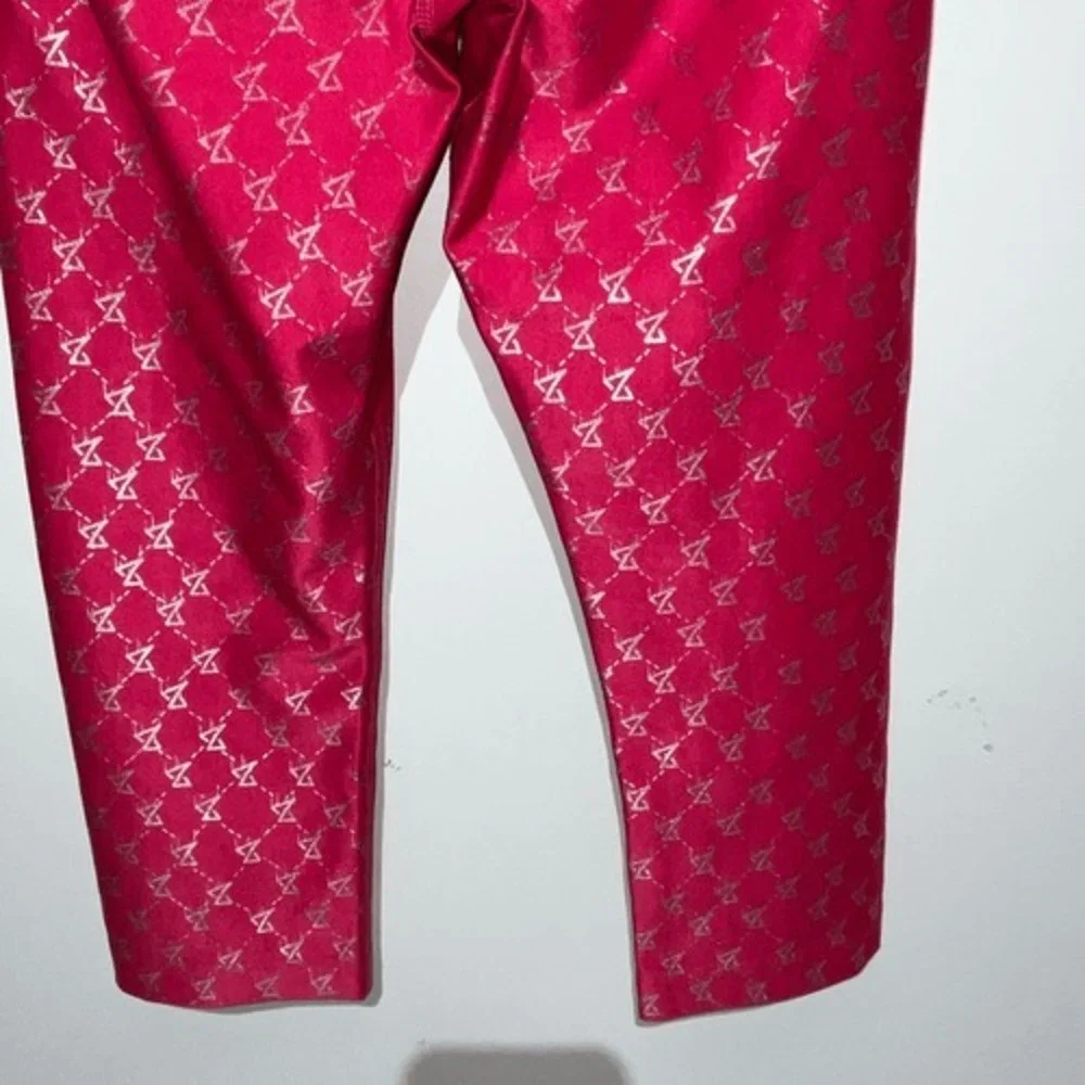 Zumba‎ Wear Girls Pink Silver Metallic Geometric Xspicy Cropped Leggings Size XS